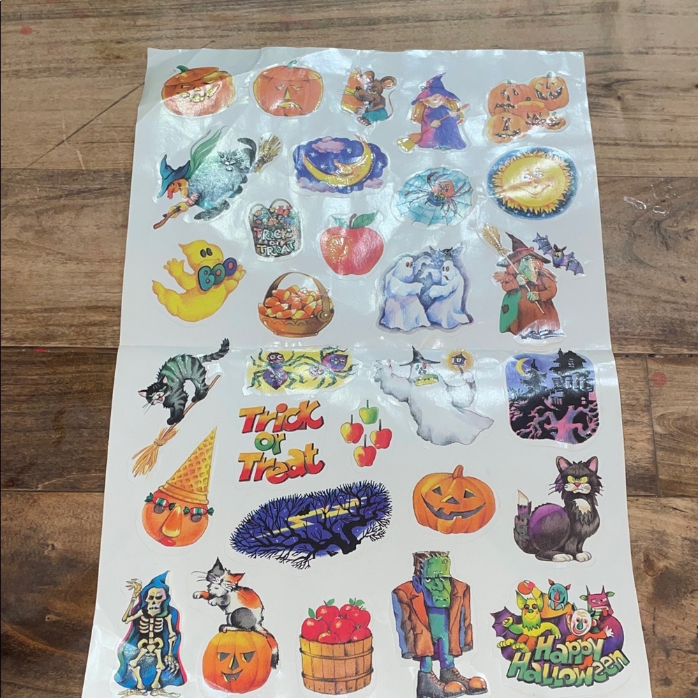 Vintage Scholastic Halloween Themed Sticker Sheet 1986